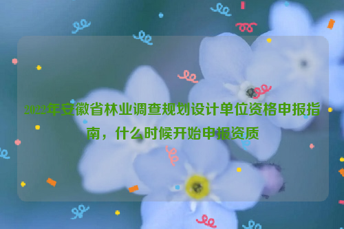 2022年安徽省林業(yè)調(diào)查規(guī)劃設(shè)計(jì)單位資格申報指南，什么時候開始申報資質(zhì)