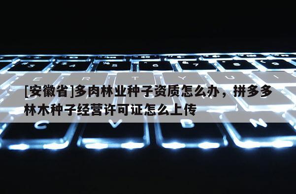 [安徽省]多肉林業(yè)種子資質(zhì)怎么辦，拼多多林木種子經(jīng)營許可證怎么上傳